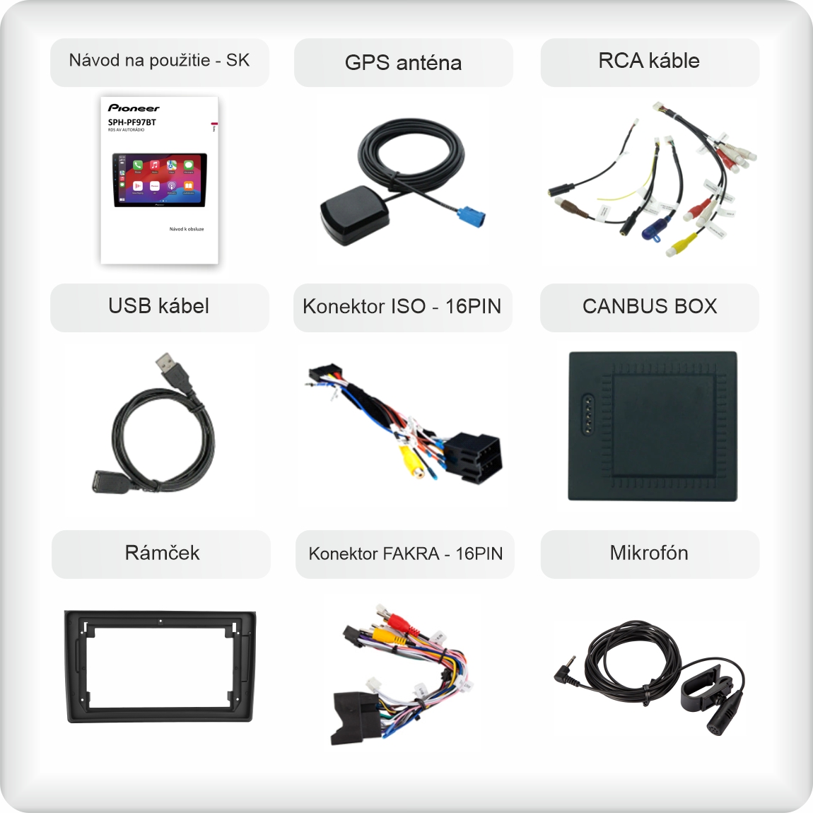 SK příslušenství pro autorádio Pioneer SPH - PF97BT pro audi a4 carplay a android auto evtech_sk
